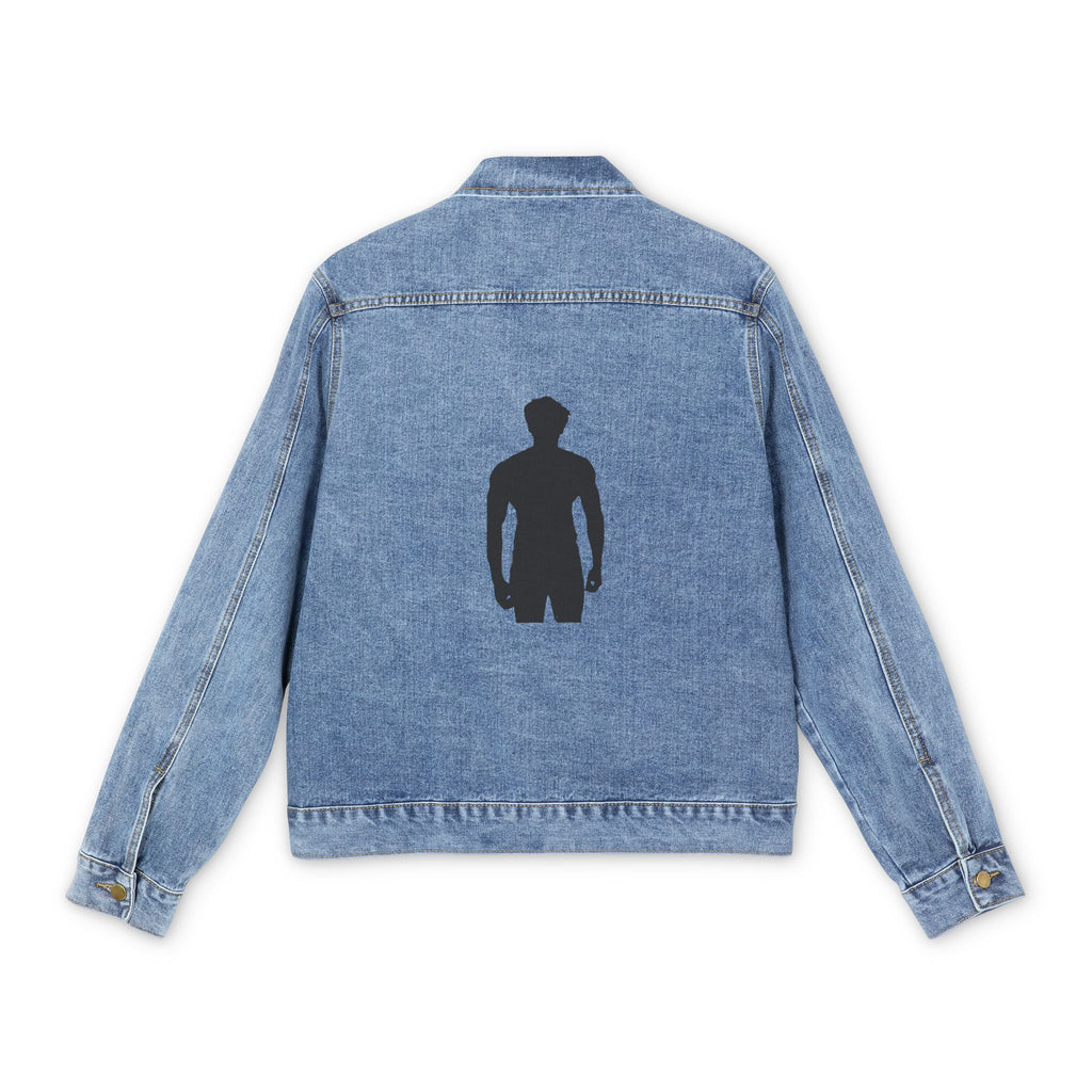Denim Jacket — Minimal Silhouette Back Print Men's Jean Jacket