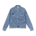 Denim Jacket — Minimal Silhouette Back Print Men's Jean Jacket