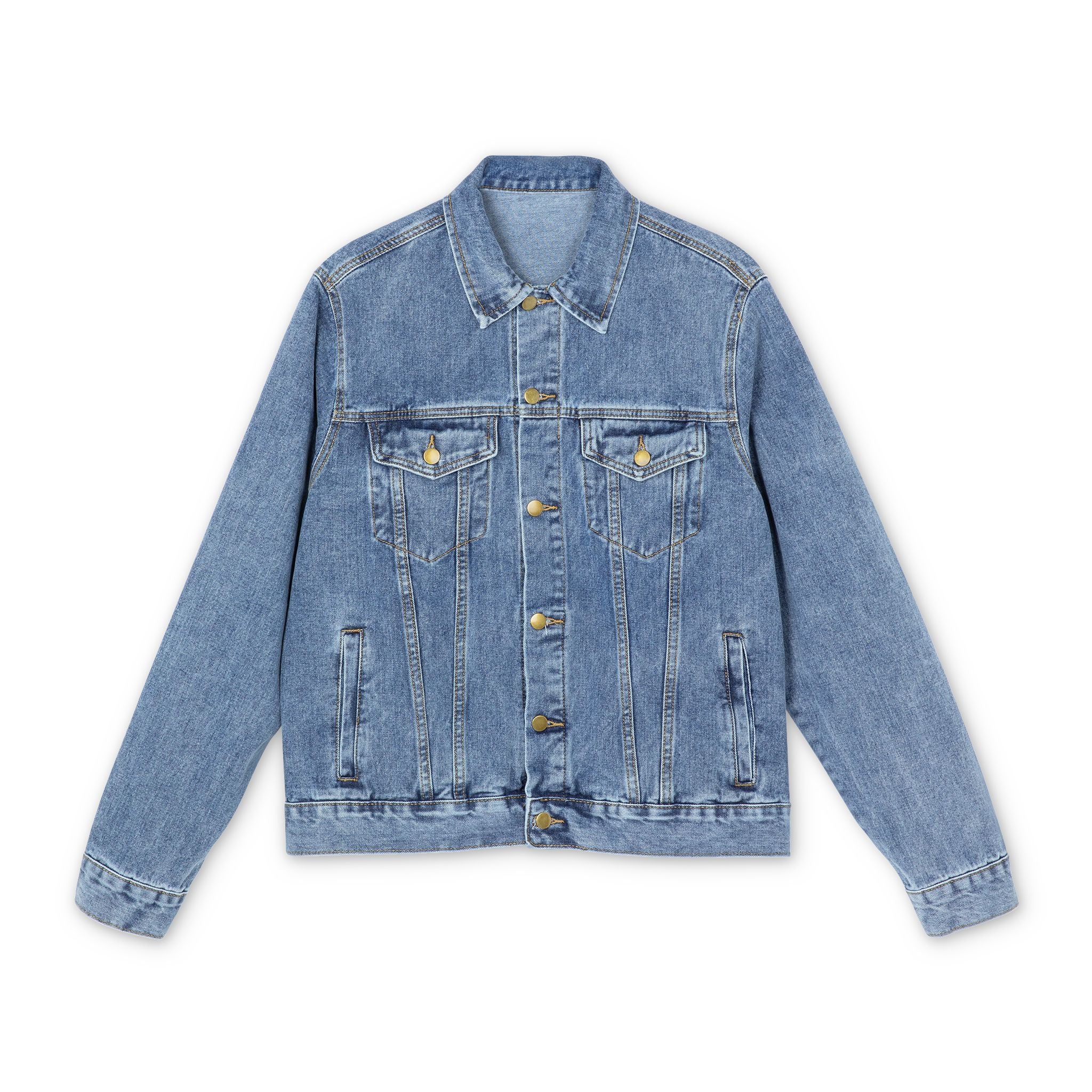 Denim Jacket — Minimal Silhouette Back Print Men's Jean Jacket
