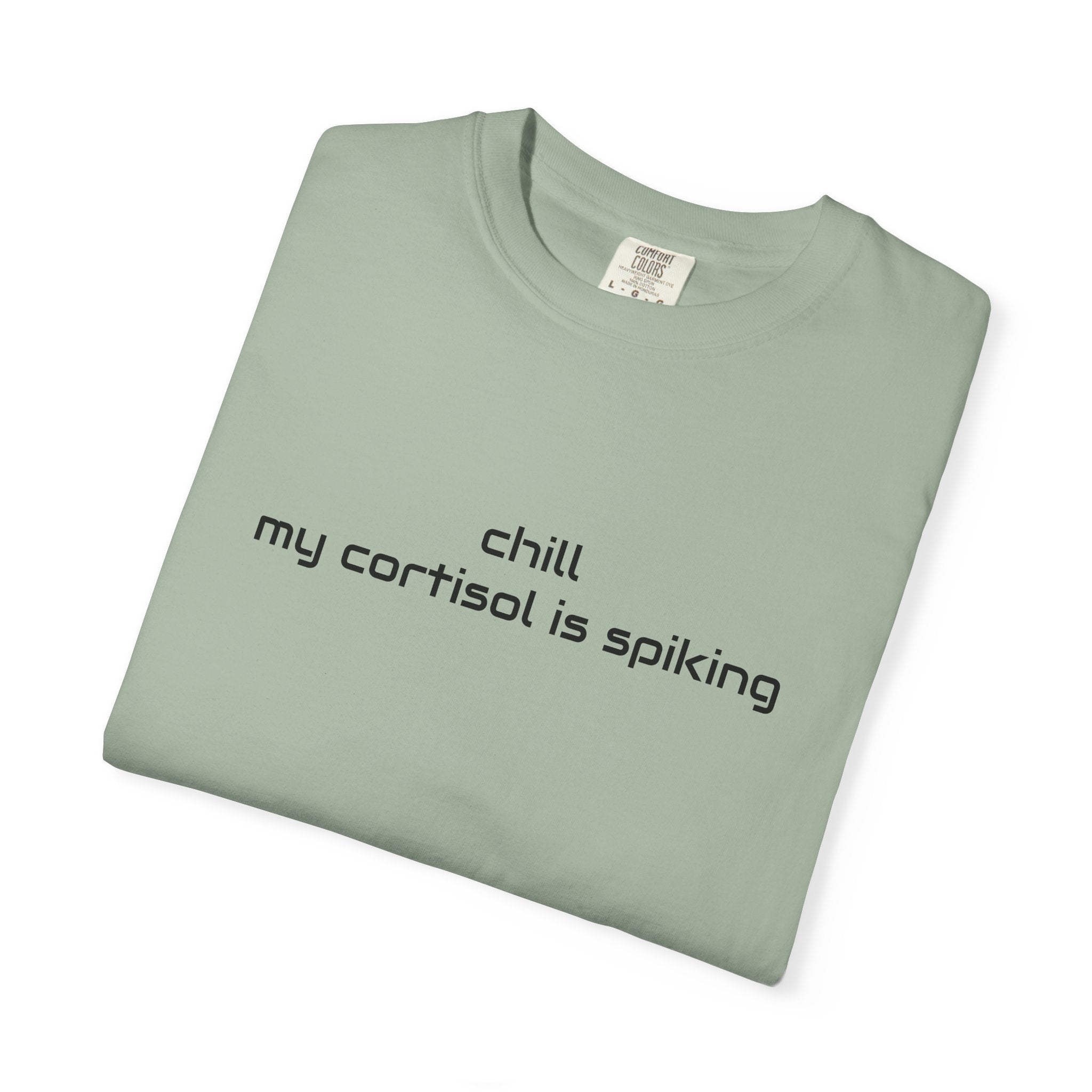 T-Shirt — "Chill my cortisol is spiking" Minimal Stress-Relief Tee