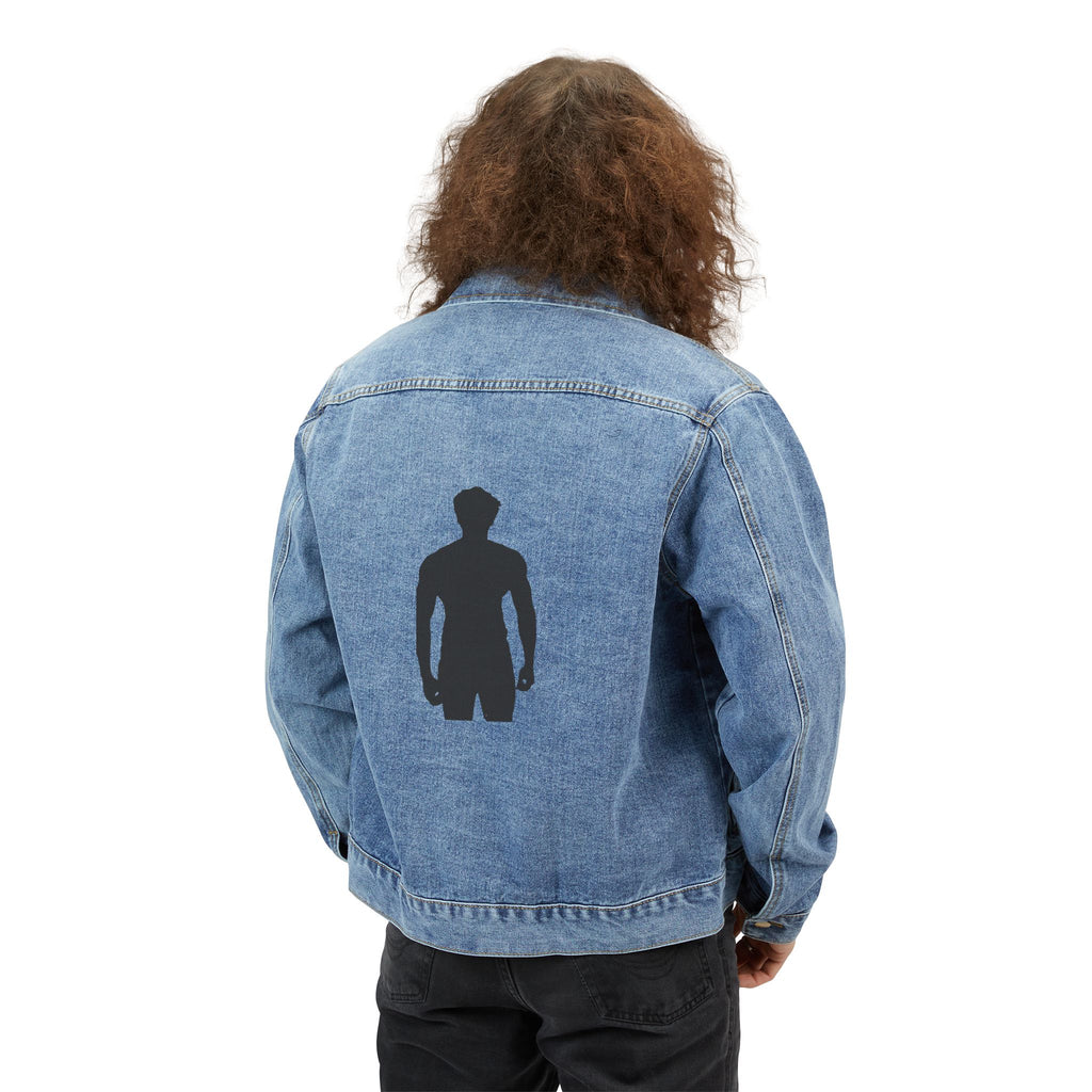Denim Jacket — Minimal Silhouette Back Print Men's Jean Jacket