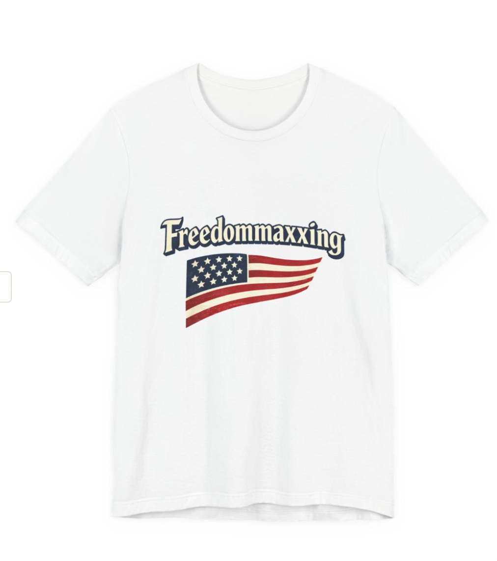 Freedommaxxing Flag Tee — 'Freedommaxxing' American Flag Graphic T-Shirt