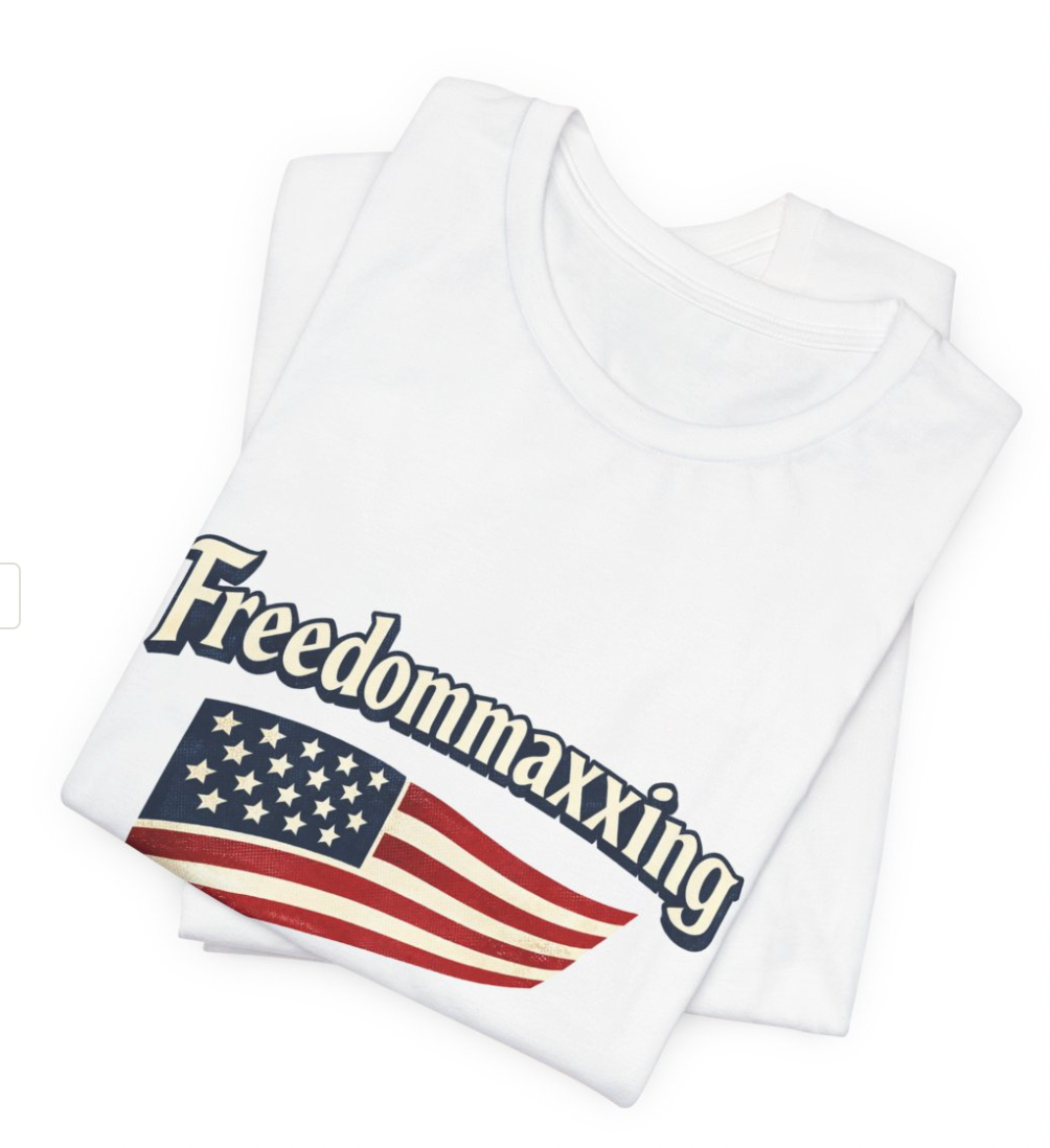 Freedommaxxing Flag Tee — 'Freedommaxxing' American Flag Graphic T-Shirt