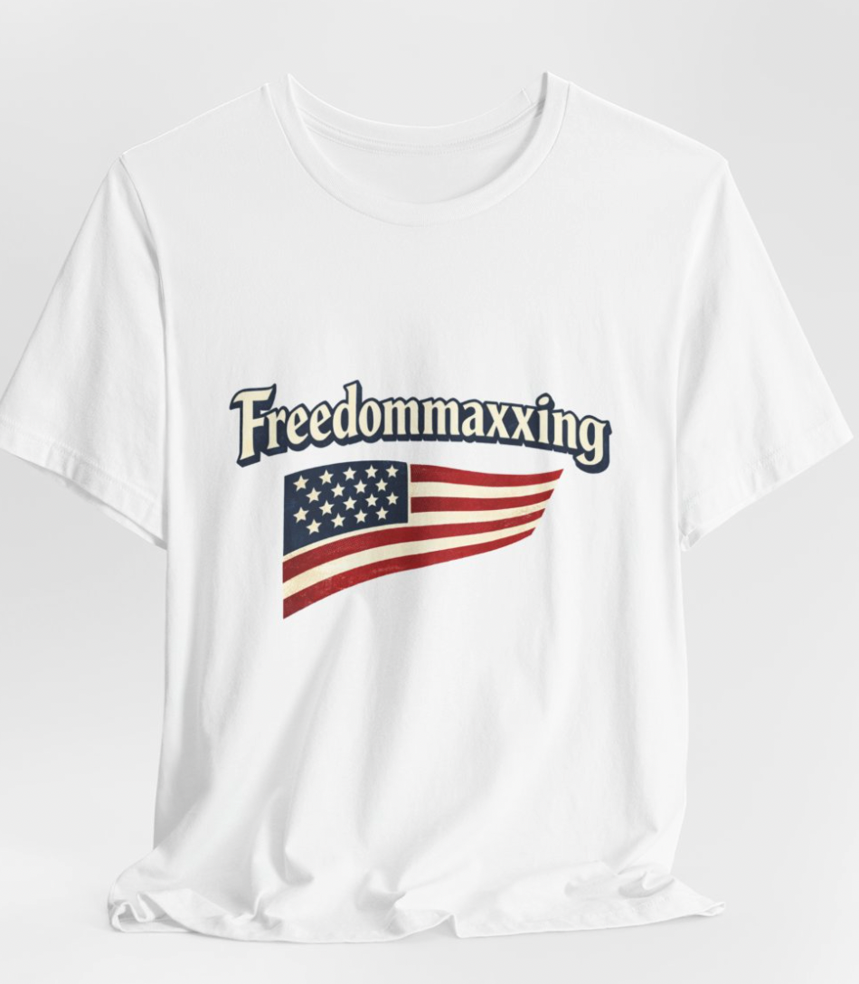 Freedommaxxing Flag Tee — 'Freedommaxxing' American Flag Graphic T-Shirt